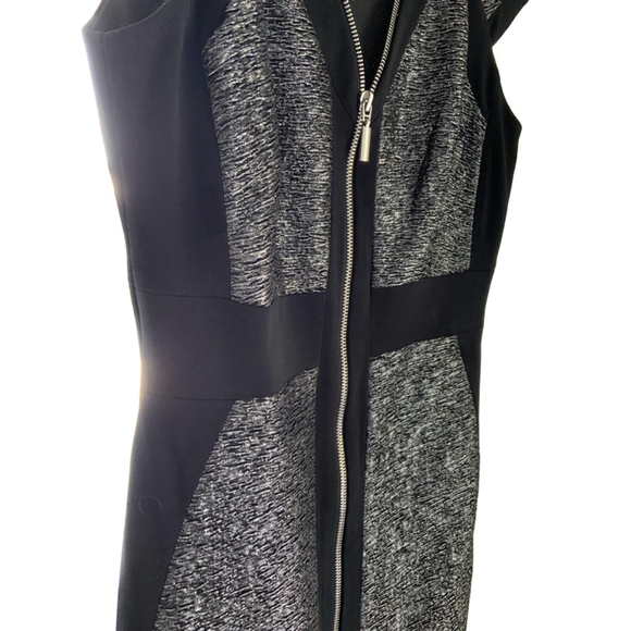 Jax Metallic Silver Zip Front Sheath Dress Size 2 - Picture 4 of 7